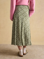 Joules Nia Khaki Geo Jersey Midi Skirt - Image 2 of 6