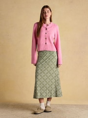 Joules Nia Khaki Geo Jersey Midi Skirt - Image 3 of 6