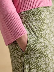 Joules Nia Khaki Geo Jersey Midi Skirt - Image 4 of 6