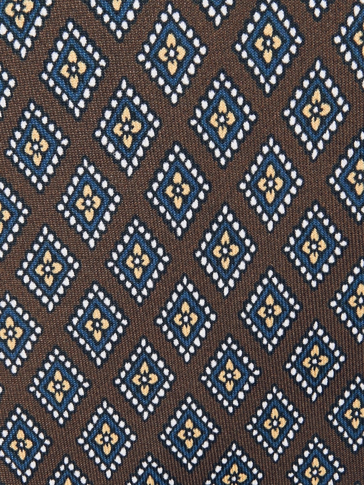 Reiss Chocolate/Charcoal Bortolo Silk Floral Medallion-Print Tie - Image 5 of 5 Reiss Chocolate/Charcoal Bortolo Silk Floral Medallion-Print Tie - Image 5 of 5