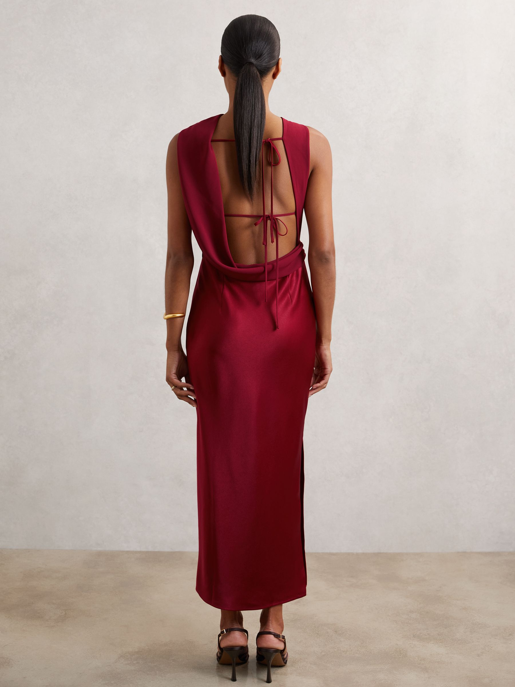 Buy Reiss Red Alula Satin Draped Open-Back Dress from Next USA