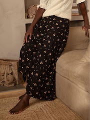 FatFace Issa Black Ditsy Pop Midi Skirt - Image 1 of 6