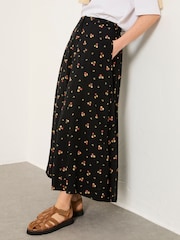 FatFace Issa Black Ditsy Pop Midi Skirt - Image 2 of 6