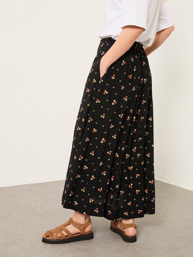 FatFace Issa Black Ditsy Pop Midi Skirt - Image 2 of 6