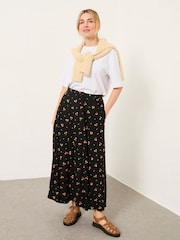 FatFace Issa Black Ditsy Pop Midi Skirt - Image 4 of 6