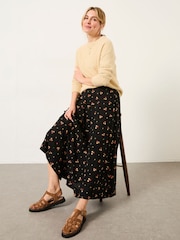 FatFace Issa Black Ditsy Pop Midi Skirt - Image 5 of 6