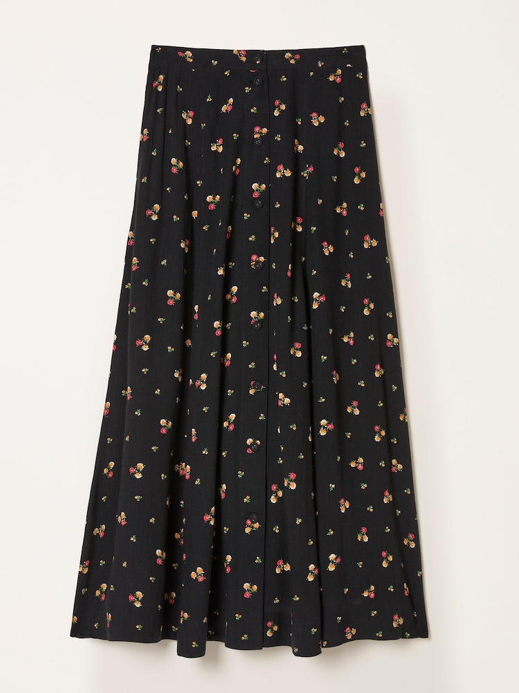 FatFace Issa Black Ditsy Pop Midi Skirt - Image 6 of 6