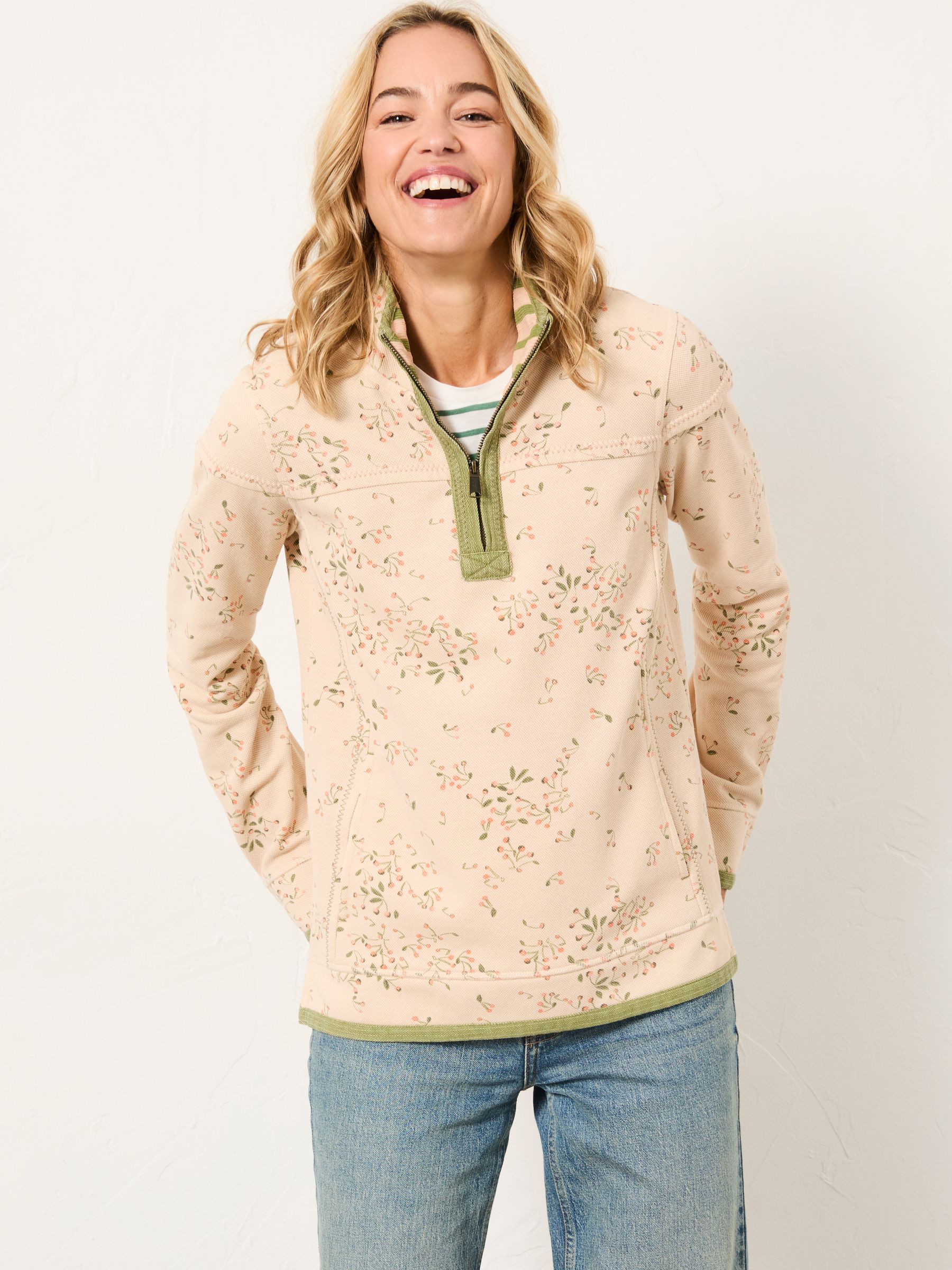 FatFace - Half Neck Sweat - Cherry Print - Cotton
