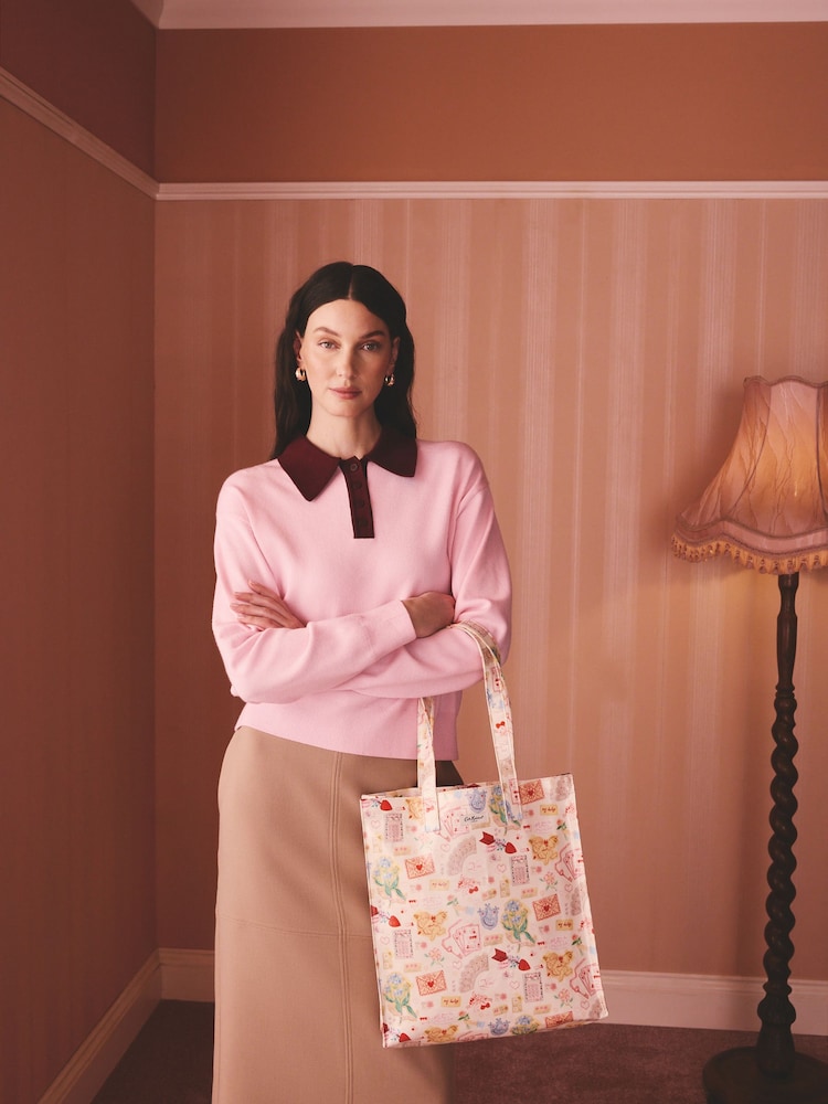 Cath Kidston Cream Valentines Print Large Book Bag - Image 6 of 6