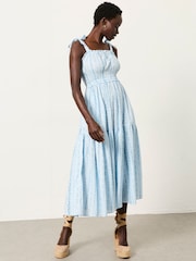 FatFace Martha Blue Stripe Midi Dress - Image 1 of 6