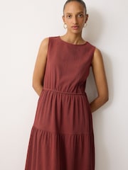 Jigsaw Light Brown Fine Crinkle Jersey Maxi Dress - Image 2 of 6