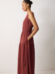 Jigsaw Light Brown Fine Crinkle Jersey Maxi Dress - Image 3 of 6
