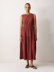 Jigsaw Light Brown Fine Crinkle Jersey Maxi Dress - Image 4 of 6