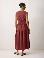 Jigsaw Light Brown Fine Crinkle Jersey Maxi Dress - Image 5 of 6