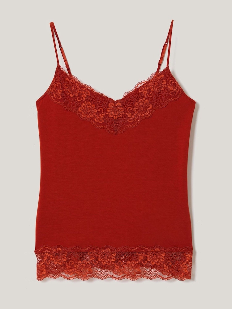 Jigsaw Red Modal Lace Vest - Image 7 of 7 Jigsaw Red Modal Lace Vest - Image 7 of 7