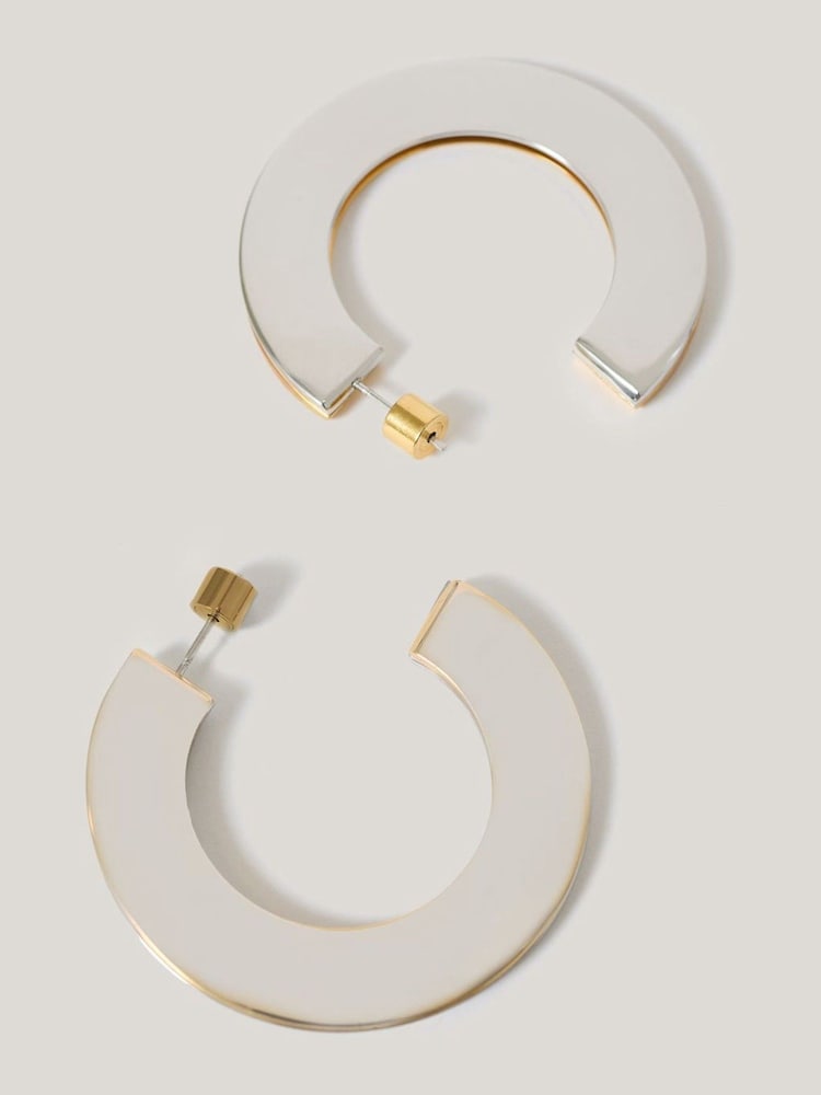 Jigsaw Green Two Tone Disc Hoop Earrings - Image 2 of 3