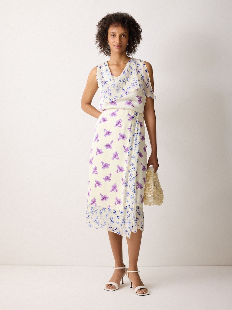 Jigsaw Purple Lily Silk Trim Layered Skirt - Image 1 of 4