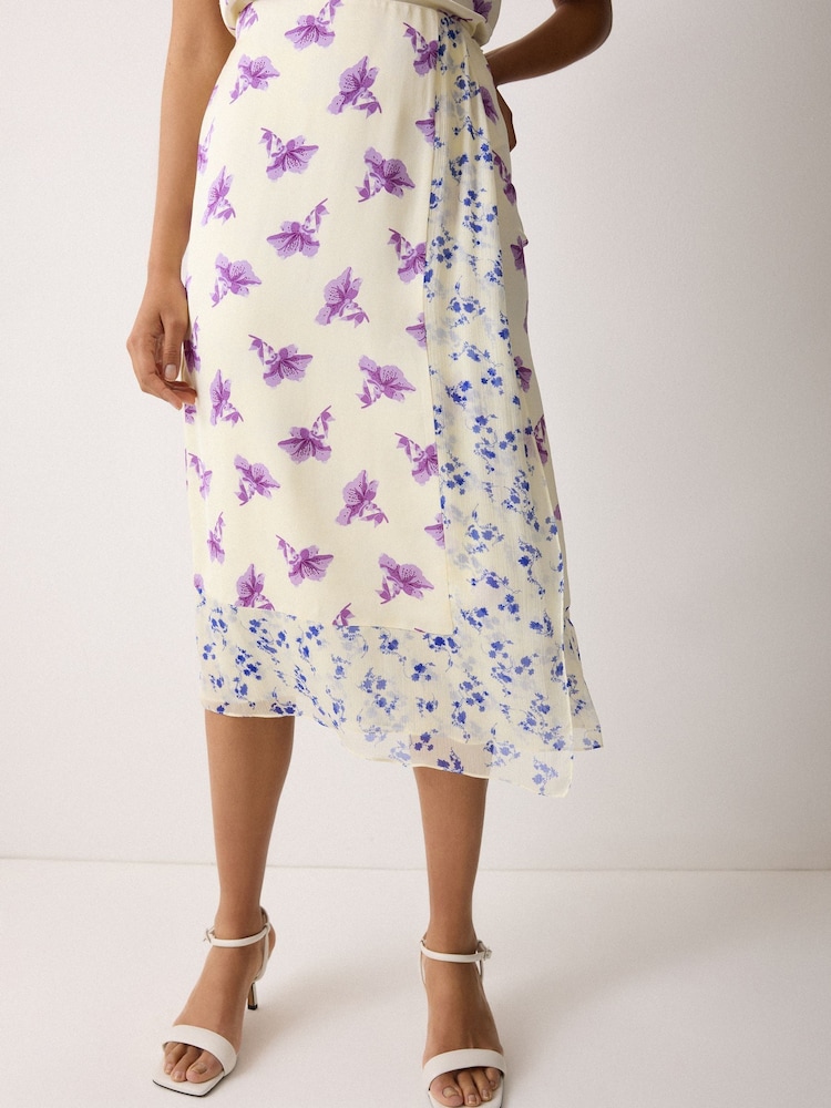 Jigsaw Purple Lily Silk Trim Layered Skirt - Image 4 of 4