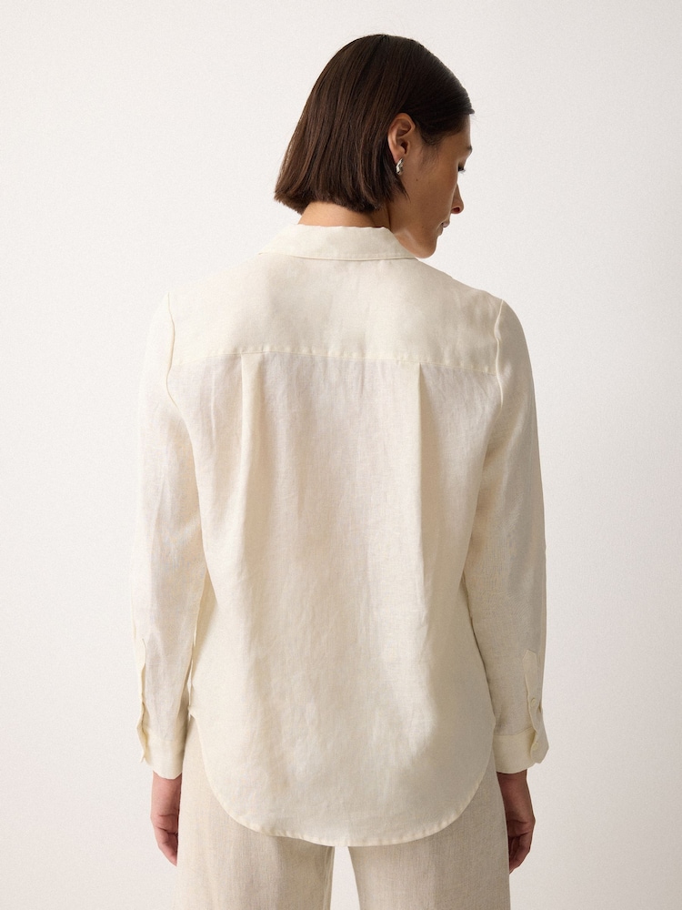 Jigsaw White Classic Linen Shirt - Image 5 of 5 Jigsaw White Classic Linen Shirt - Image 5 of 5