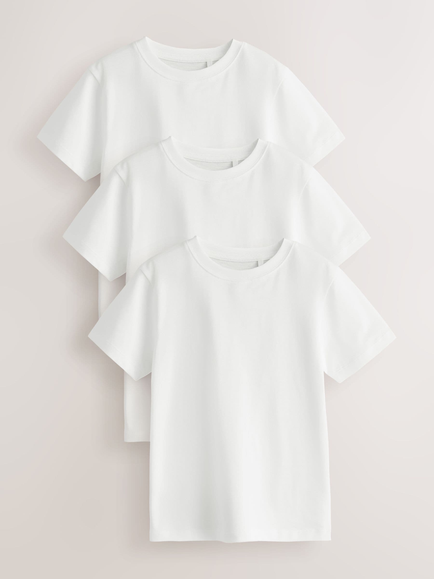 Buy White Regular Fit Short Sleeve T-Shirts 3 Pack (3-16yrs) from