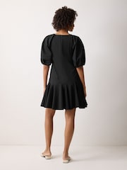 Jigsaw Black Cotton Puff Sleeve Mini Dress - Image 5 of 5