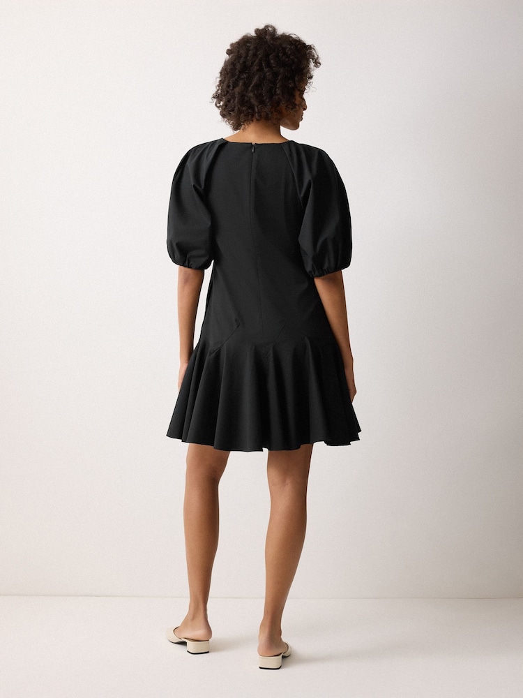 Jigsaw Black Cotton Puff Sleeve Mini Dress - Image 5 of 5 Jigsaw Black Cotton Puff Sleeve Mini Dress - Image 5 of 5