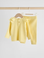 Amarillo - Set de 2 piezas con suéter y leggings de punto para bebé (0 meses - 3 años) - Imagen 4 de 11
