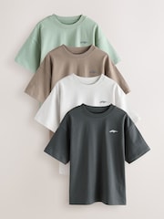 Light Grey/Brown/Dark Grey/Green Short Sleeve Logo Chest Graphic T-Shirts 4 Pack (3-16yrs) - Image 1 of 8
