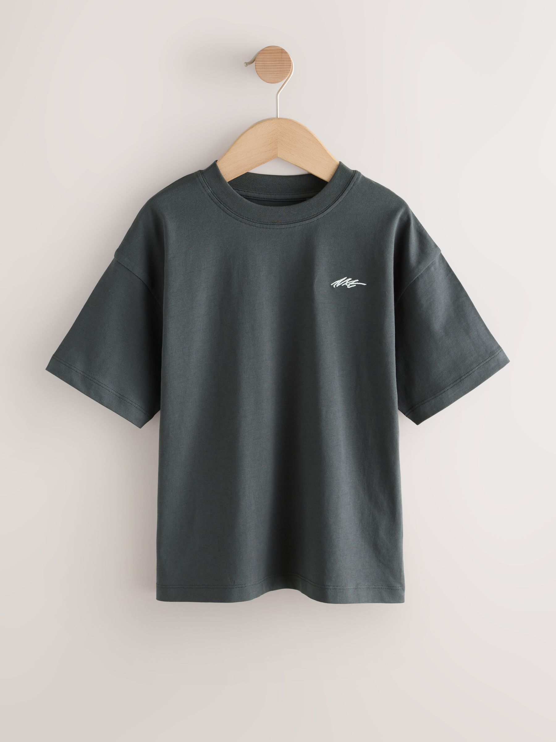 Buy Light Grey/Brown/Dark Grey/Green Short Sleeve Logo Chest