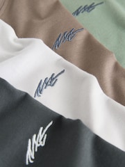 Light Grey/Brown/Dark Grey/Green Short Sleeve Logo Chest Graphic T-Shirts 4 Pack (3-16yrs) - Image 8 of 8