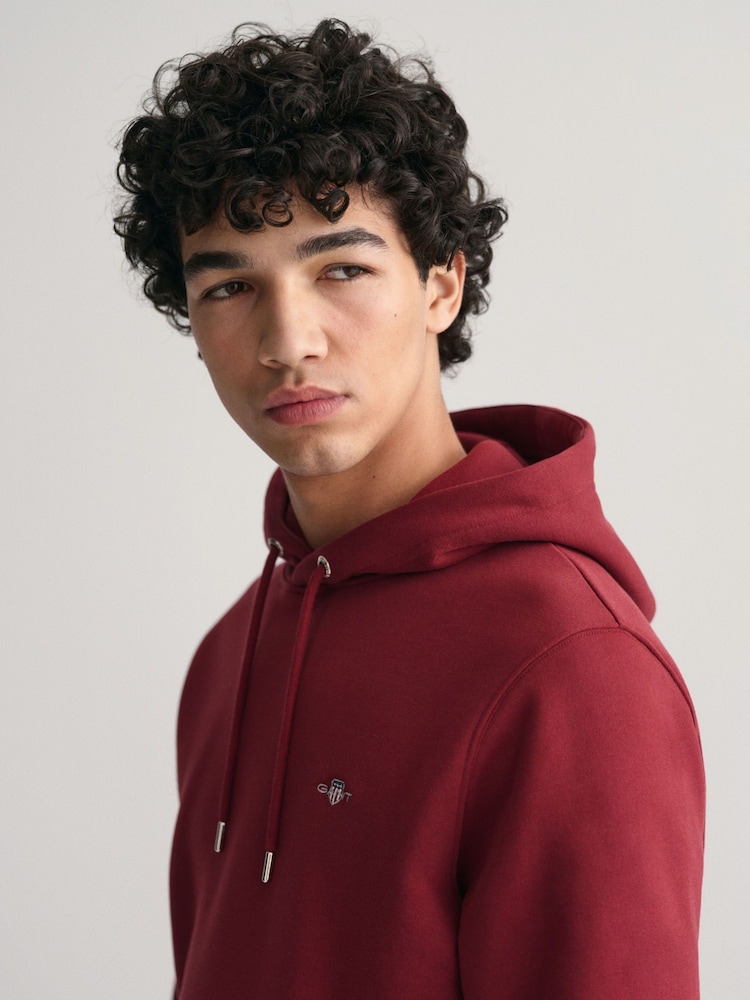 GANT Red Regular Fit Shield Logo Hoodie - Image 4 of 4