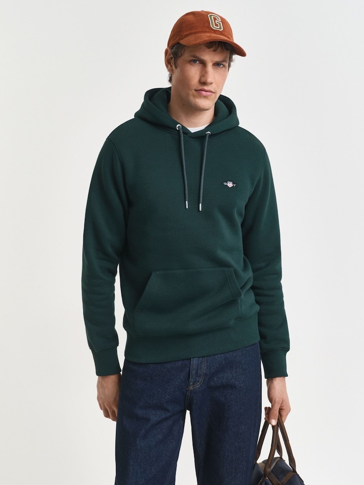 GANT Green Regular Fit Shield Logo Hoodie - Image 2 of 4