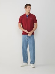 GANT Red Contrast Collar Polo Shirt - Image 3 of 8