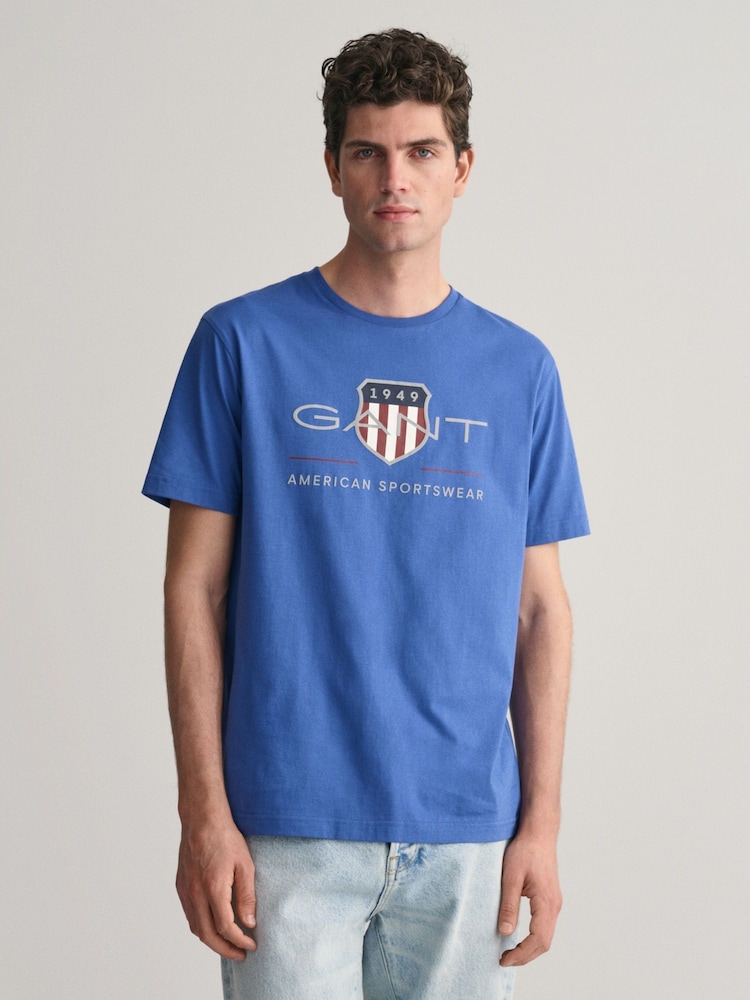 GANT Blue Shield Logo Cotton T-Shirt - Image 1 of 4