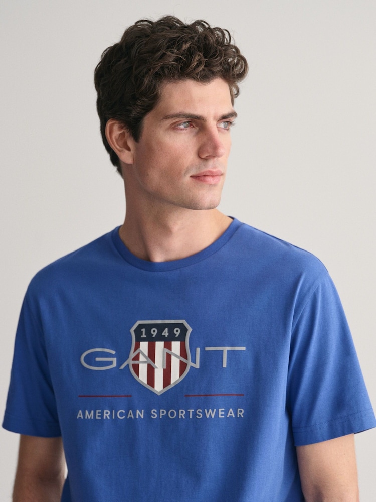 GANT Blue Shield Logo Cotton T-Shirt - Image 4 of 4