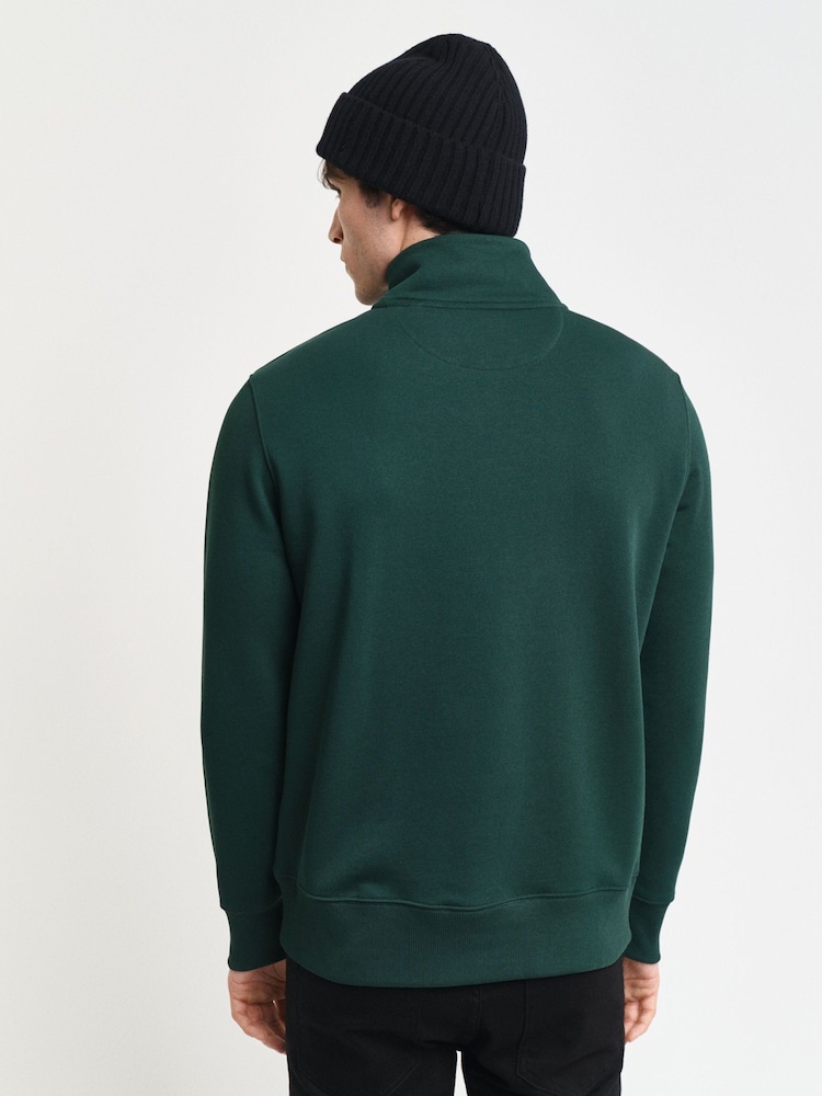 GANT Green Shield Logo Half Zip Sweatshirt - Image 2 of 5