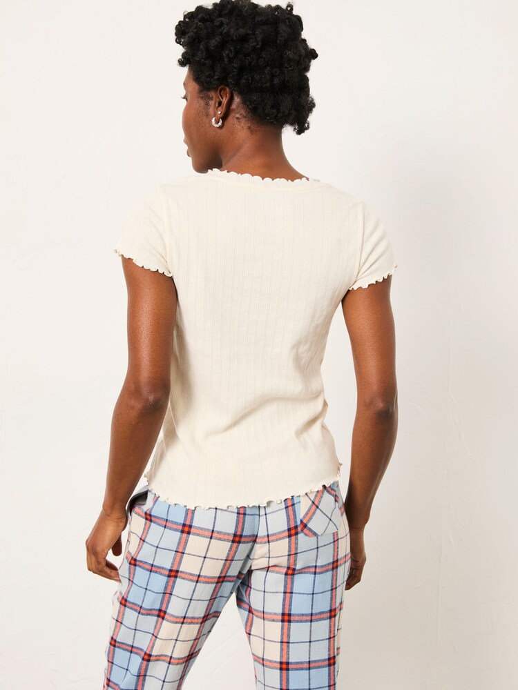 FatFace Chloe Ivory Pointelle V Neck Pyjama Top - Image 2 of 5 FatFace Chloe Ivory Pointelle V Neck Pyjama Top - Image 2 of 5