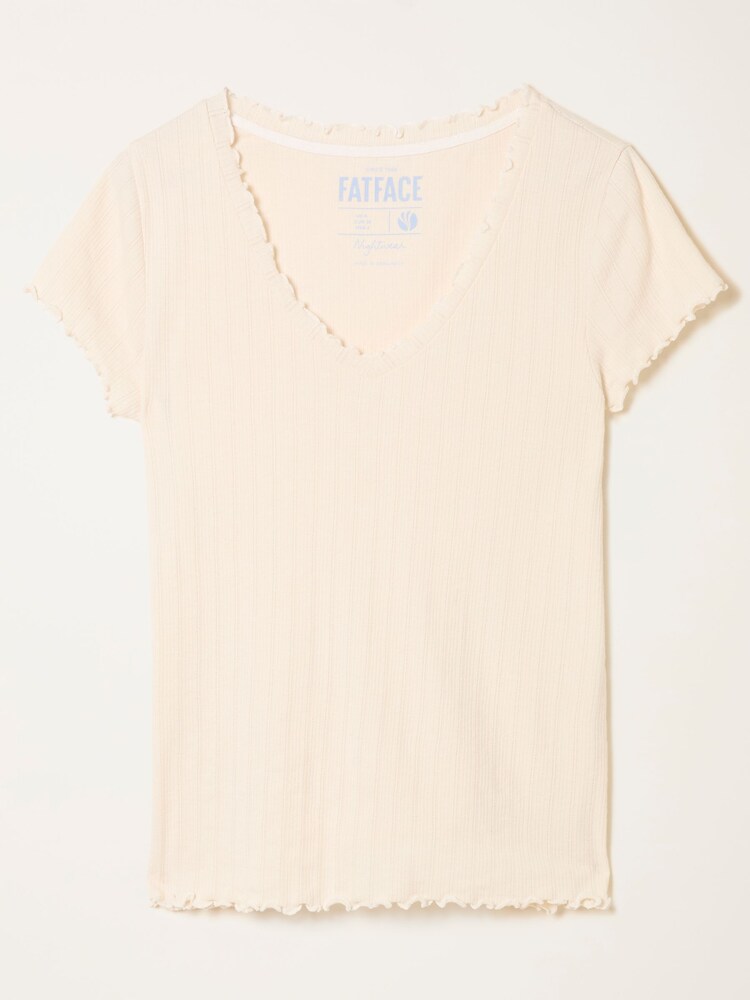 FatFace Chloe Ivory Pointelle V Neck Pyjama Top - Image 5 of 5 FatFace Chloe Ivory Pointelle V Neck Pyjama Top - Image 5 of 5