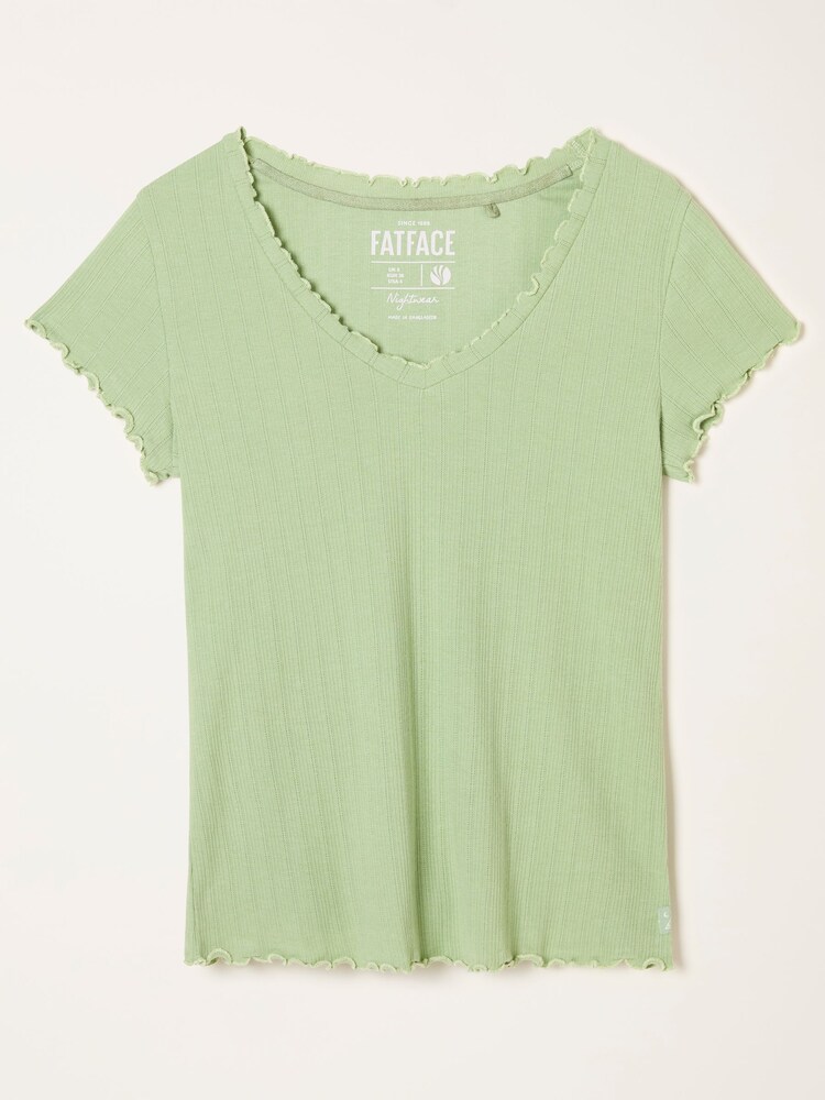 FatFace Chloe Green Pointelle V Neck Pyjama Top - Image 6 of 6 FatFace Chloe Green Pointelle V Neck Pyjama Top - Image 6 of 6
