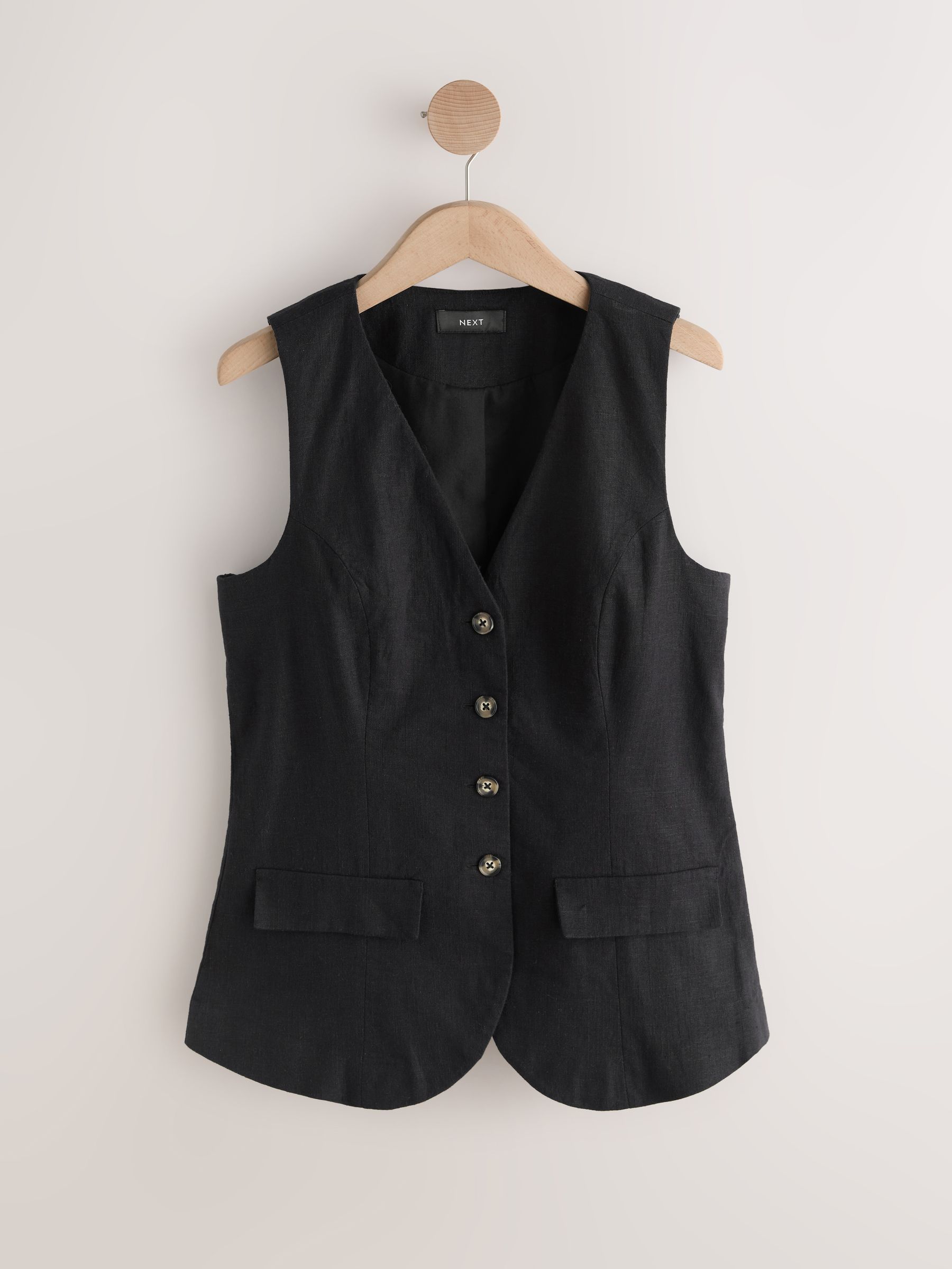 Buy Black Linen Blend Waistcoat from Next India