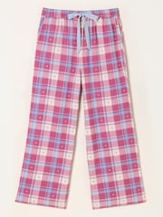 FatFace Lola Pink Heart Check Jacquard Boyfriend Pyjama Bottom - Image 1 of 1