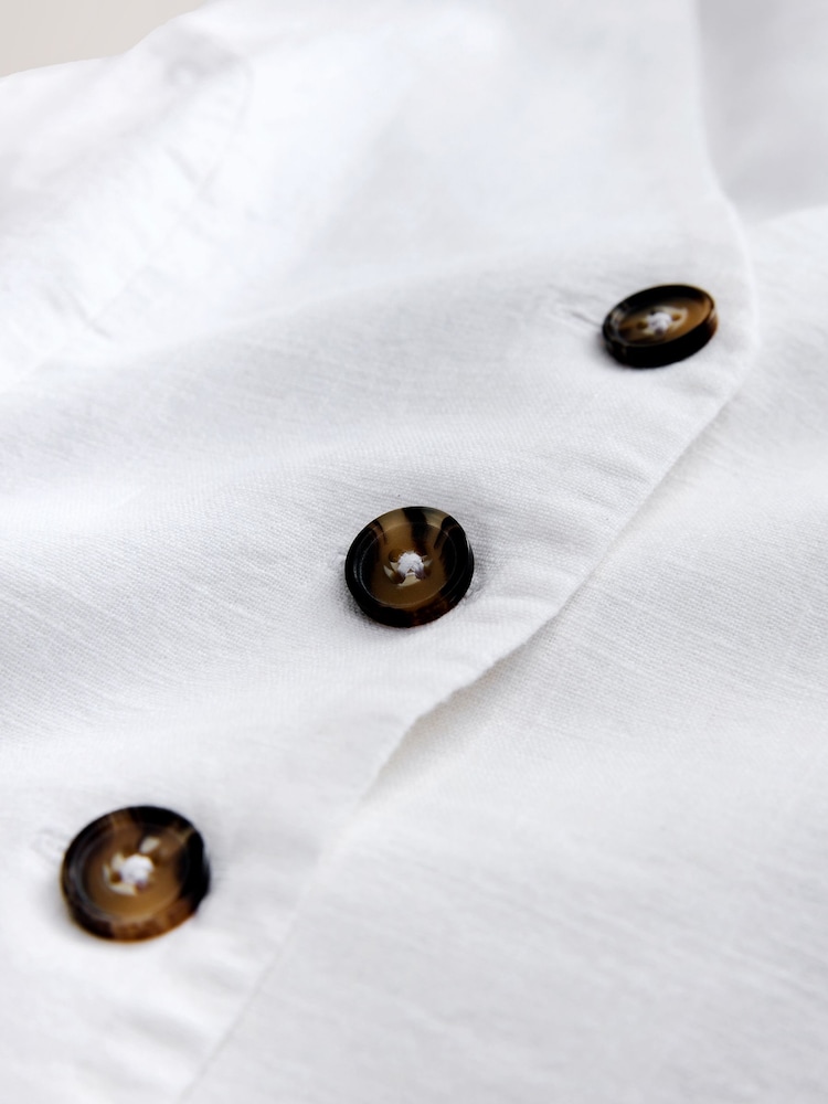 White Linen Blend Waistcoat - Image 2 of 3 White Linen Blend Waistcoat - Image 2 of 3