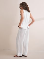 Blanc - Gilet en lin mélangé - Image 4 de 8