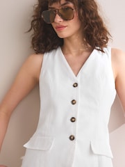 Blanc - Gilet en lin mélangé - Image 5 de 8