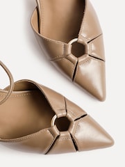 Linzi Natural Pivot Stiletto Court Heels With Eyelet Front Detail - Image 5 of 5