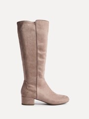 Linzi Nude Keaton High Leg Heeled Boots With Stretch Suede Back - Image 3 of 6