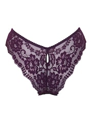 Pour Moi Purple Brazilian Fleur Cheeky V-Shaped Knickers - Image 4 of 4