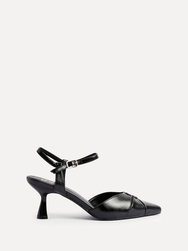 Linzi Black Pivot Stiletto Court Heels With Eyelet Front Detail - Image 2 of 5 Linzi Black Pivot Stiletto Court Heels With Eyelet Front Detail - Image 2 of 5