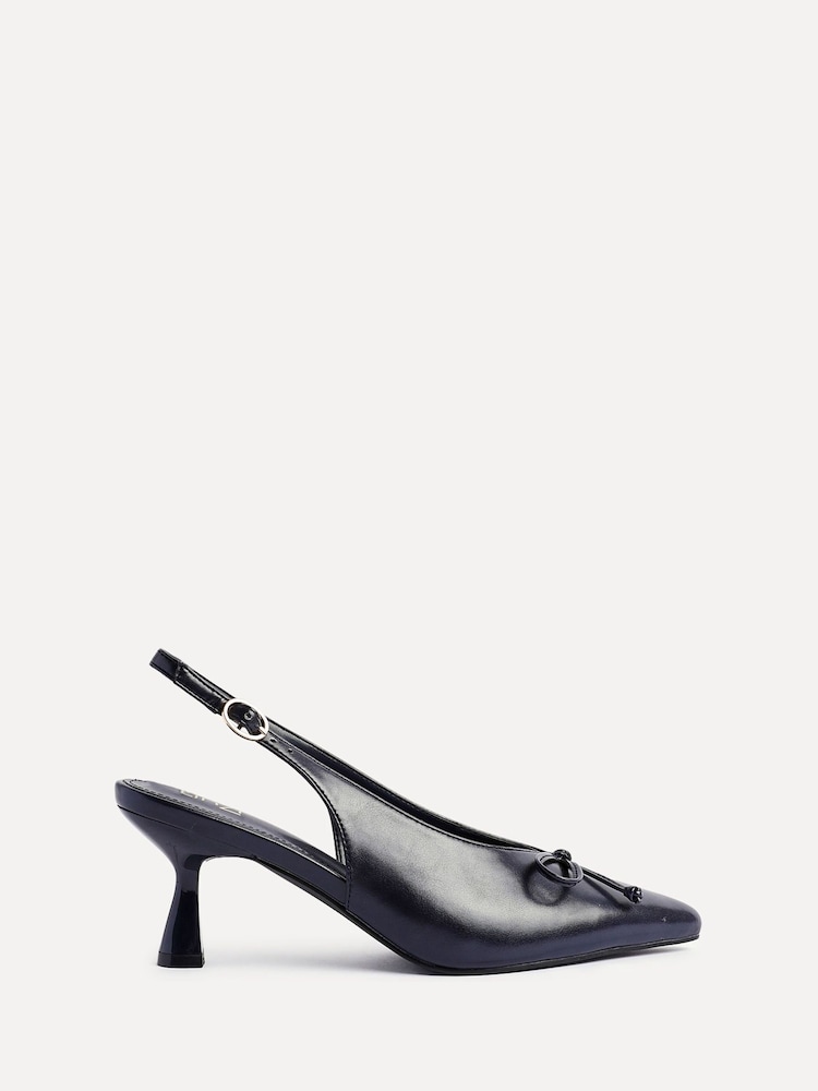 Linzi Blue Ribbon Slingback Courts Heel With Front Bow Detail - Image 2 of 5 Linzi Blue Ribbon Slingback Courts Heel With Front Bow Detail - Image 2 of 5