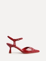 Linzi Red Pivot Stiletto Court Heels With Eyelet Front Detail - Image 3 of 6
